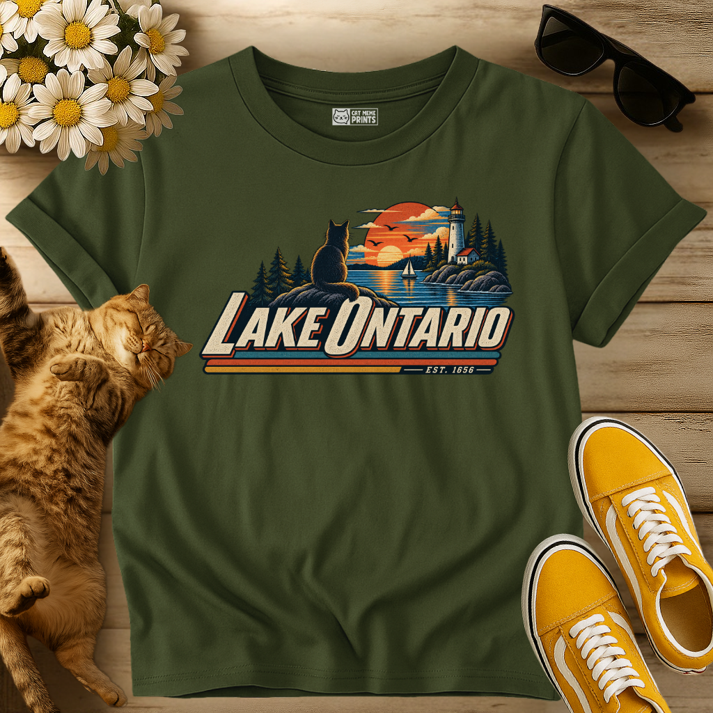 Lake Ontario Vintage Cat T-Shirt