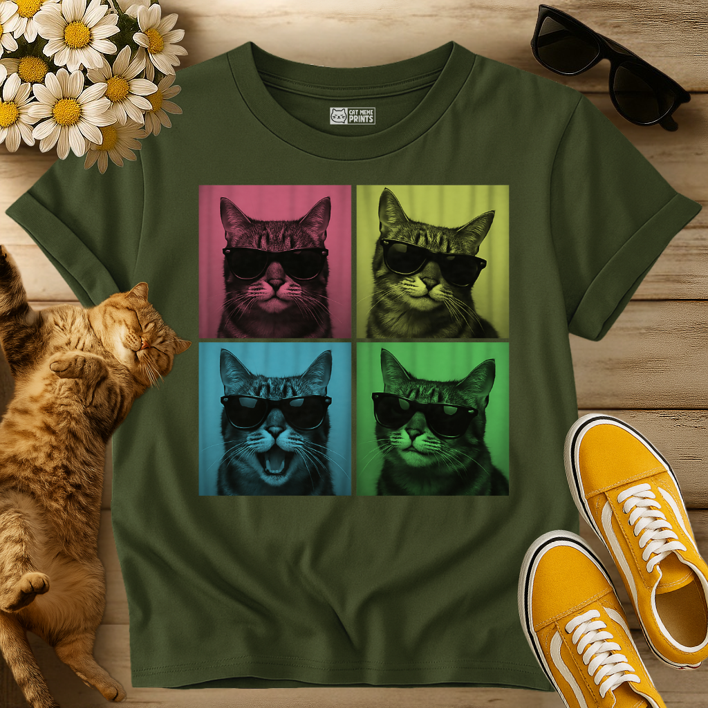 Cool Cat Pop Art Portrait T-Shirt