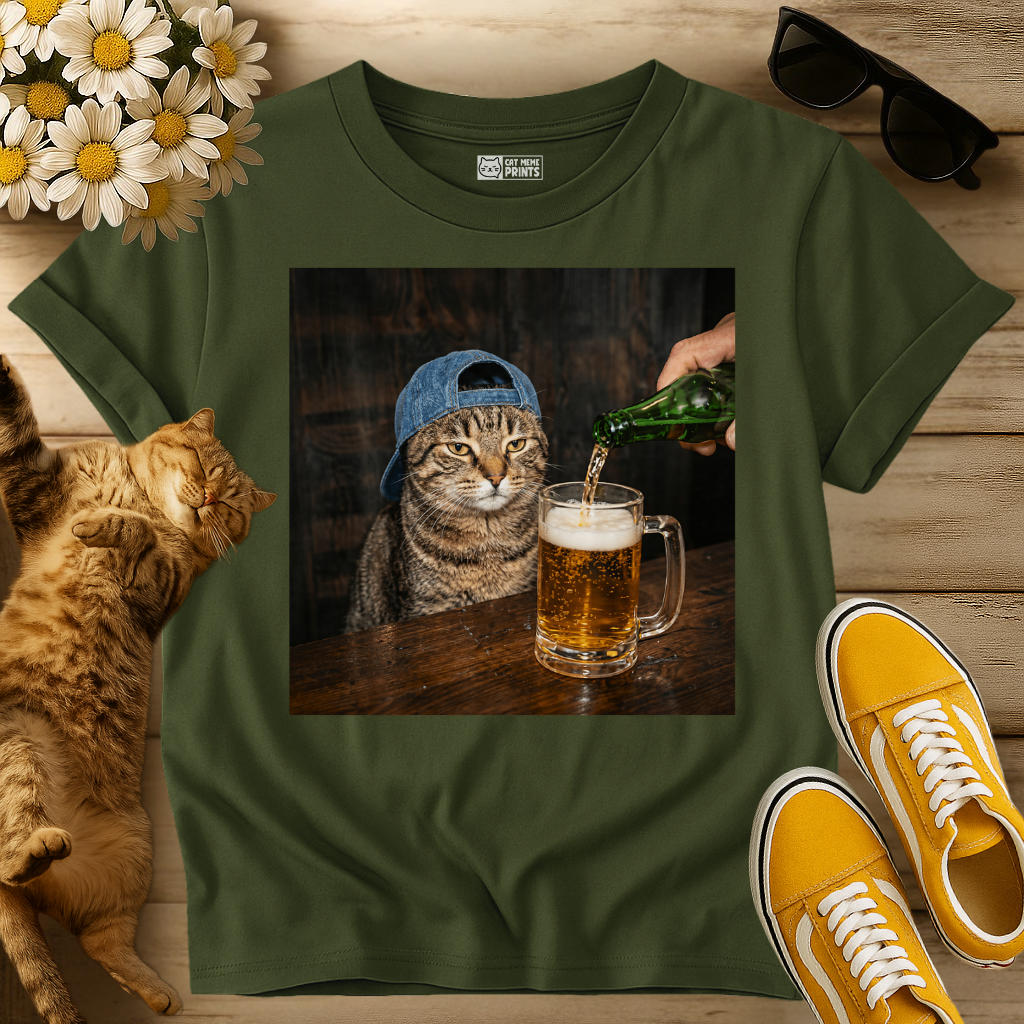 Cat Drinking Beer T-Shirt