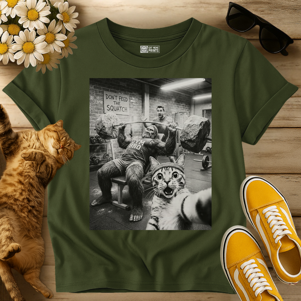 Cat Selfie with Bigfoot at the Gym T-Shirt