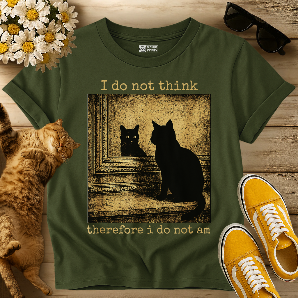 I Do Not Think Therefore I Do Not Am Cat T-Shirt