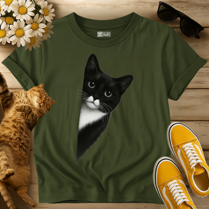 Peeking Tuxedo Cat T-Shirt
