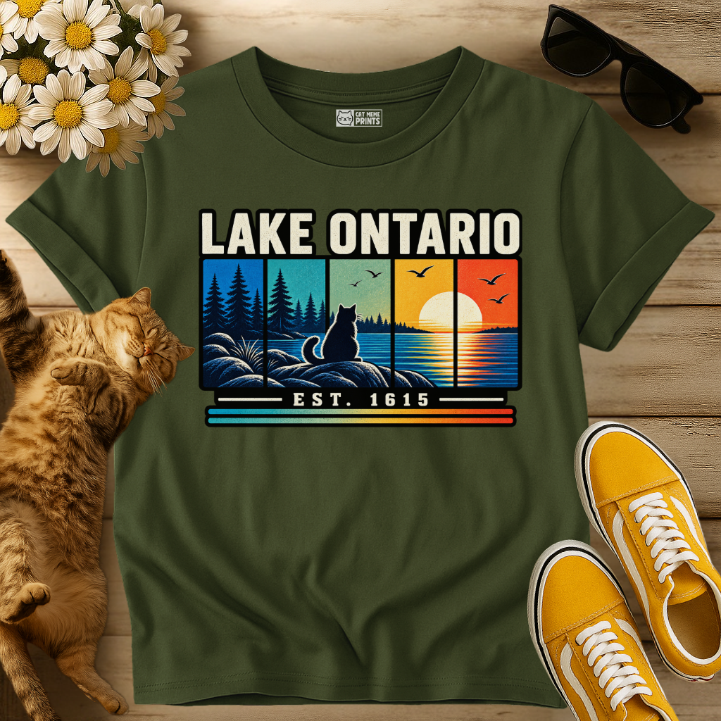 Lake Ontario Vintage Est 1615 Cat T-Shirt