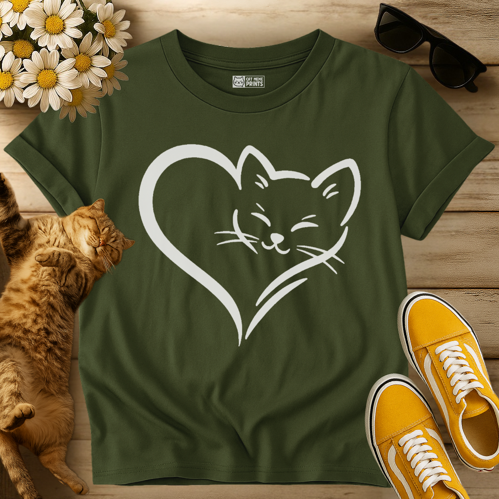 Cute Cat Heart T-Shirt