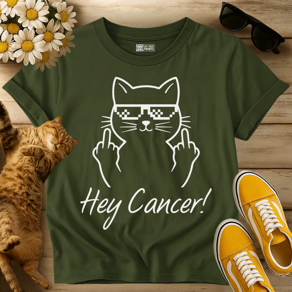 Hey Cancer Fuck Cancer Cat T-Shirt