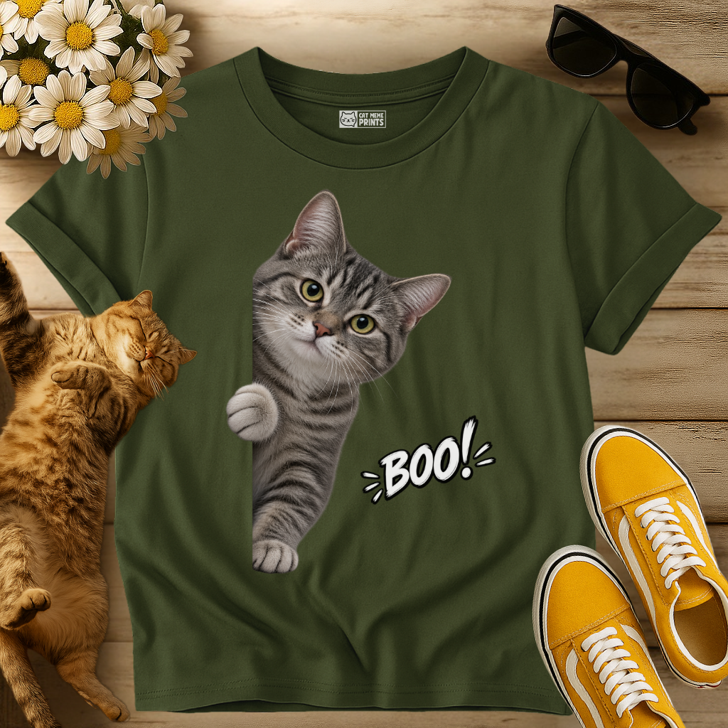 Grey Cat Boo T-Shirt