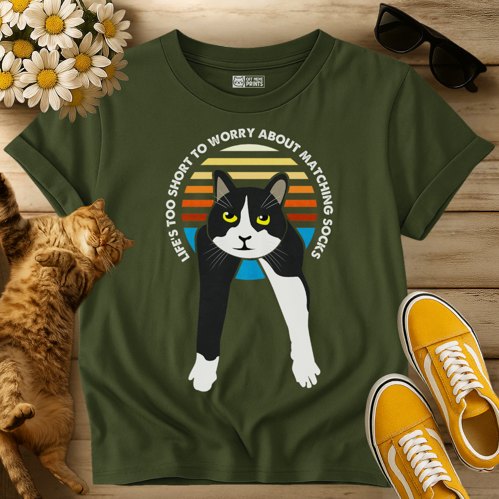 Tuxedo Cat Life's Too Short To Worry T-Shirt