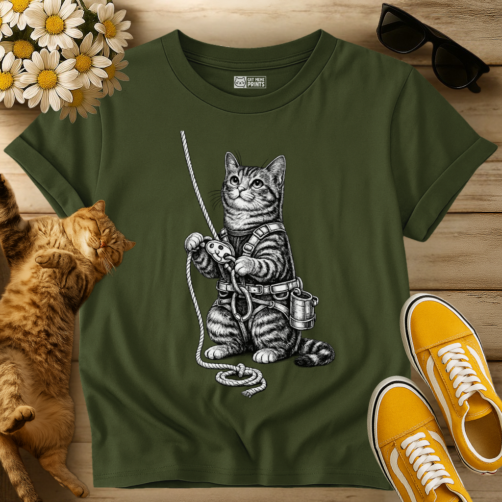 Rappelling Cat Climber T-Shirt