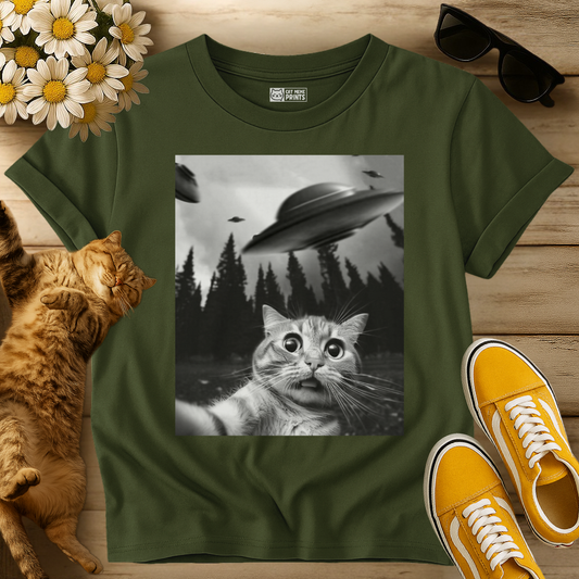 Cat Selfie with UFOs T-Shirt
