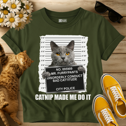 Catnip Made Me Do It Russian Blue Cat T-Shirt
