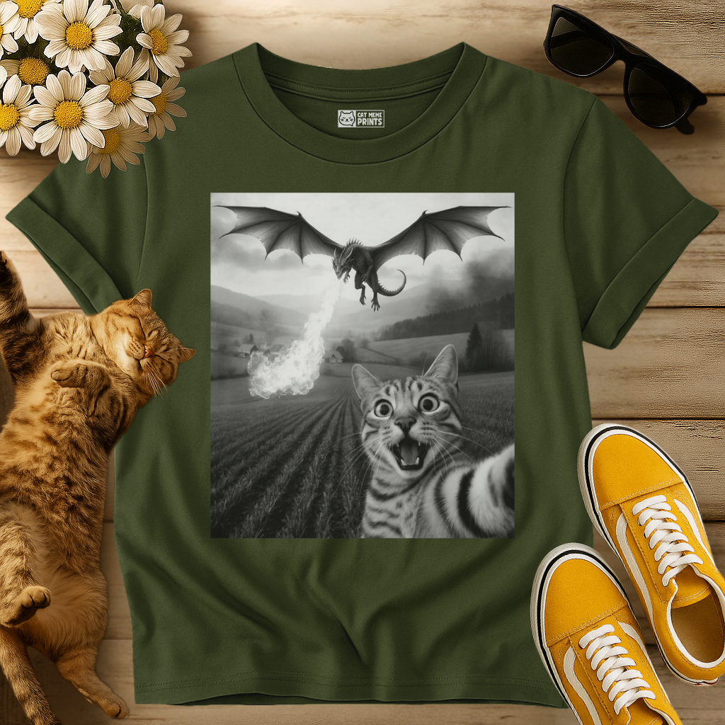 Cat Selfie with Dragon T-Shirt
