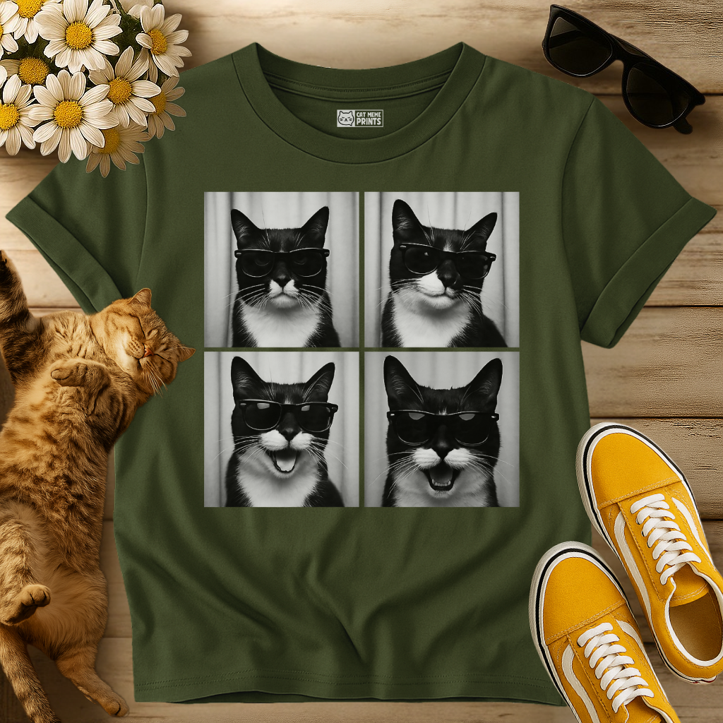 Cute Tuxedo Cat Photo Booth T-Shirt