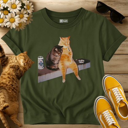 2 Cat Drinking Selfie T-Shirt