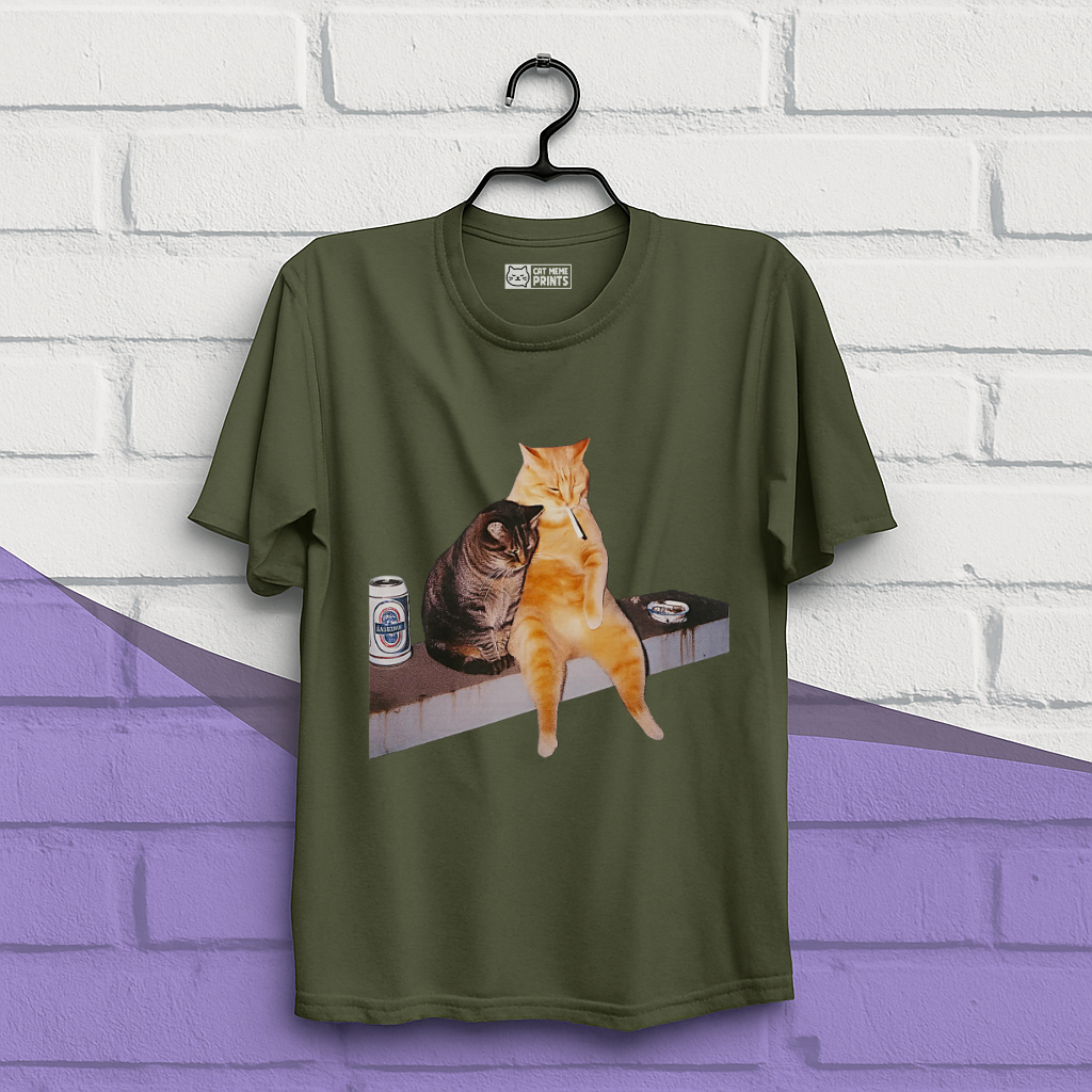 Cat Smoking & Drinking T-Shirt