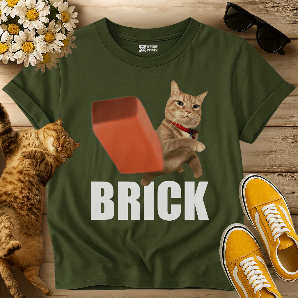 Cat Throwing Brick T-Shirt