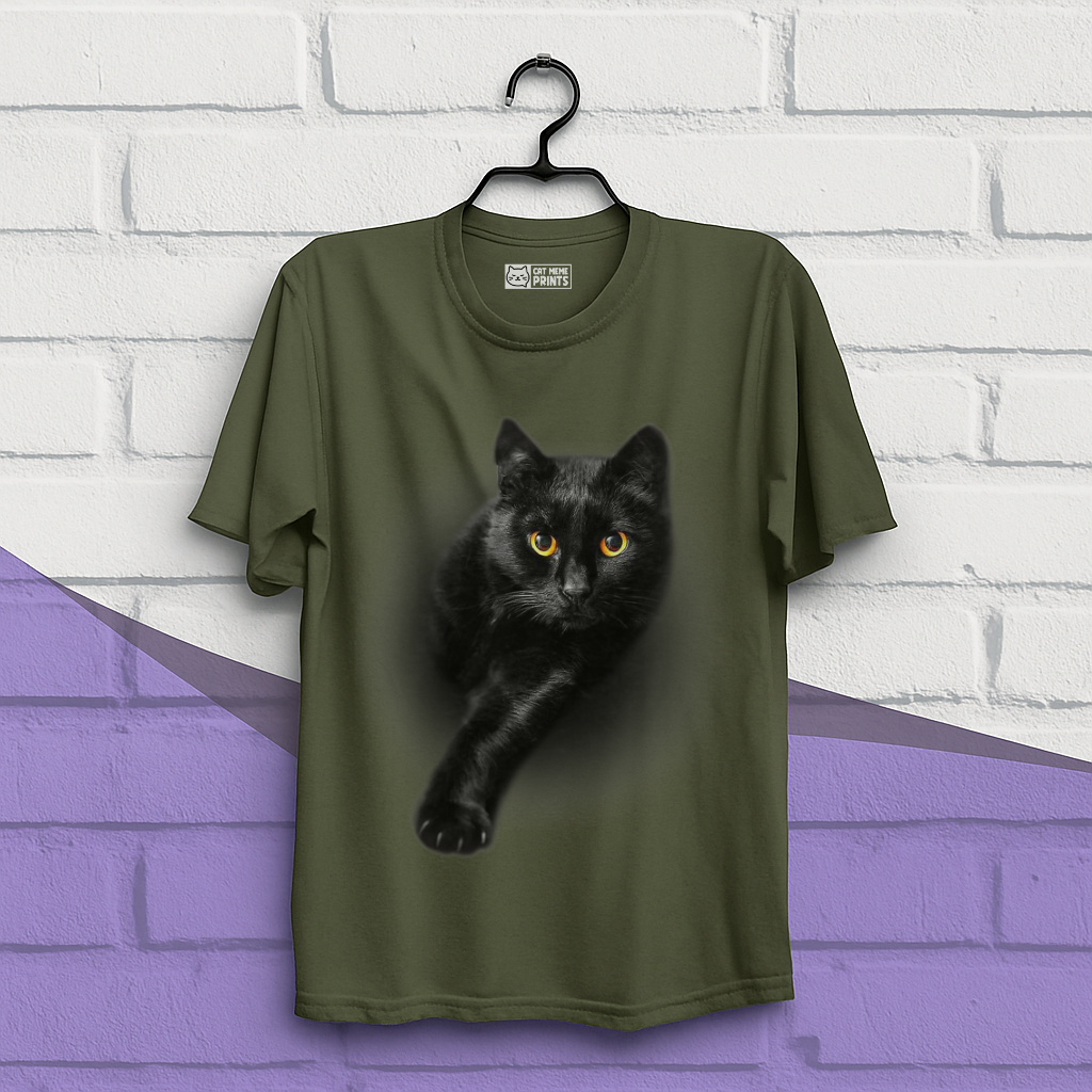 Black Cat Yellow Eyes T-Shirt