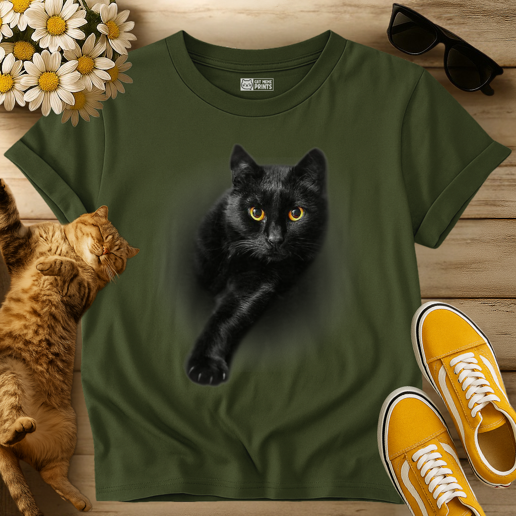 Black Cat Yellow Eyes T-Shirt