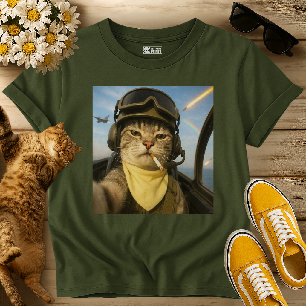 Pilot Cat Selfie T-Shirt