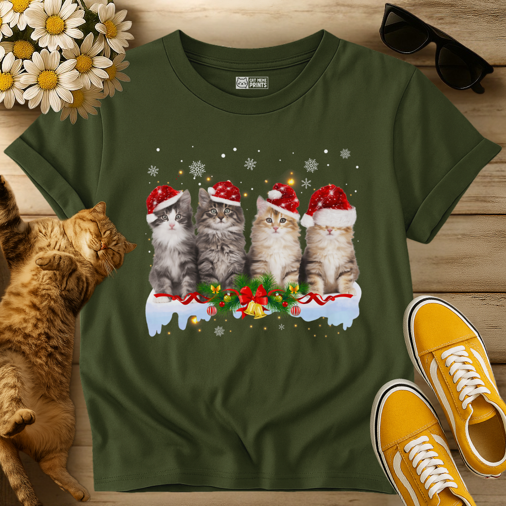 Cat Christmas Light Santa T-Shirt