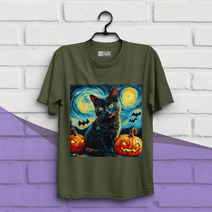 Black Cat Pumpkins Halloween T-Shirt