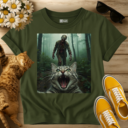 Cat Selfie with Zombie T-Shirt