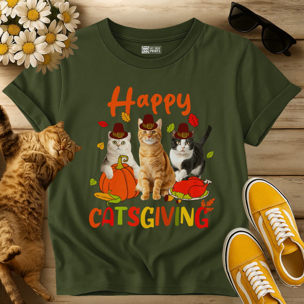 Happy Catsgiving fall Thanksgiving T-Shirt