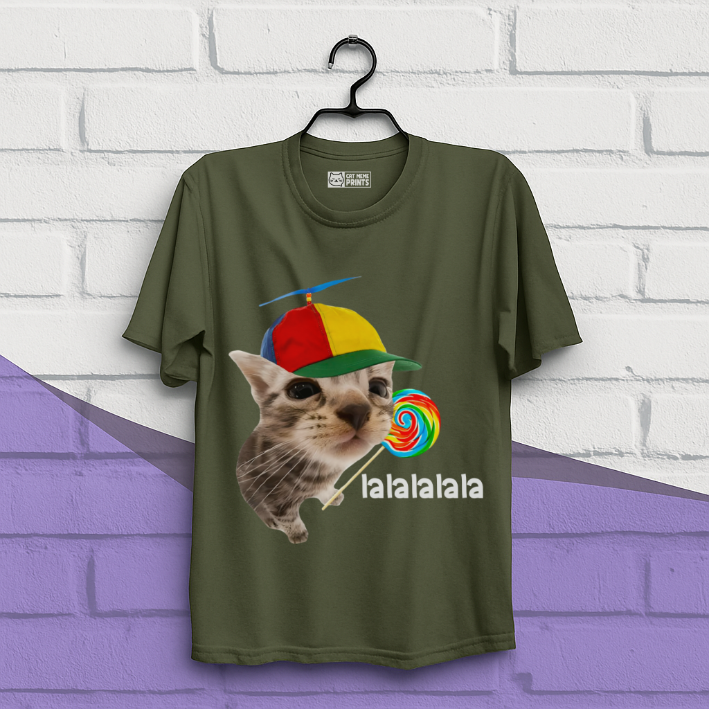 Cat With Lollipop lalala Cat Meme T-Shirt