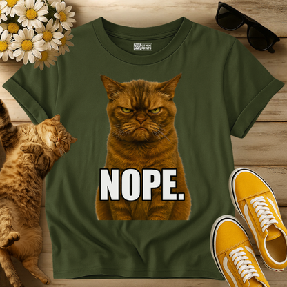 Nope Cat Grumpy Face T-Shirt