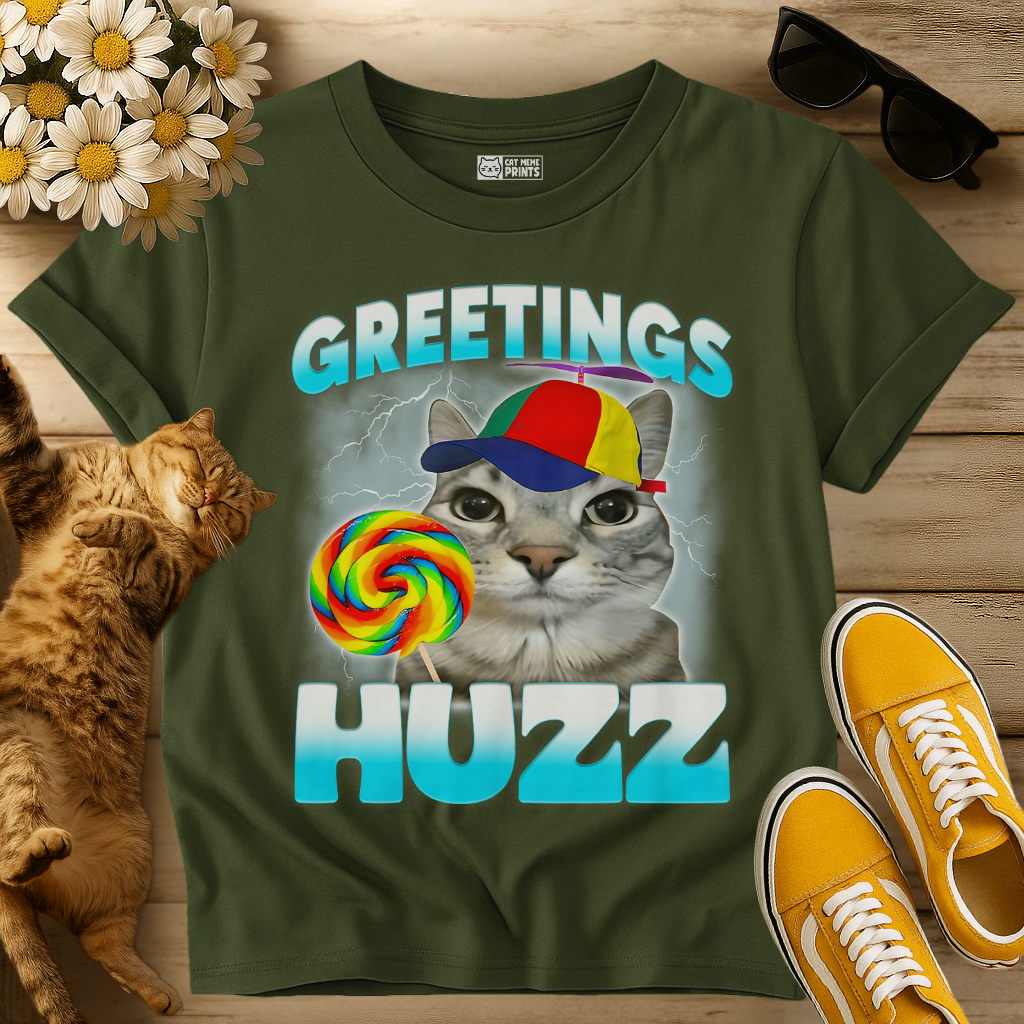 Greetings Huzz Cat T-Shirt