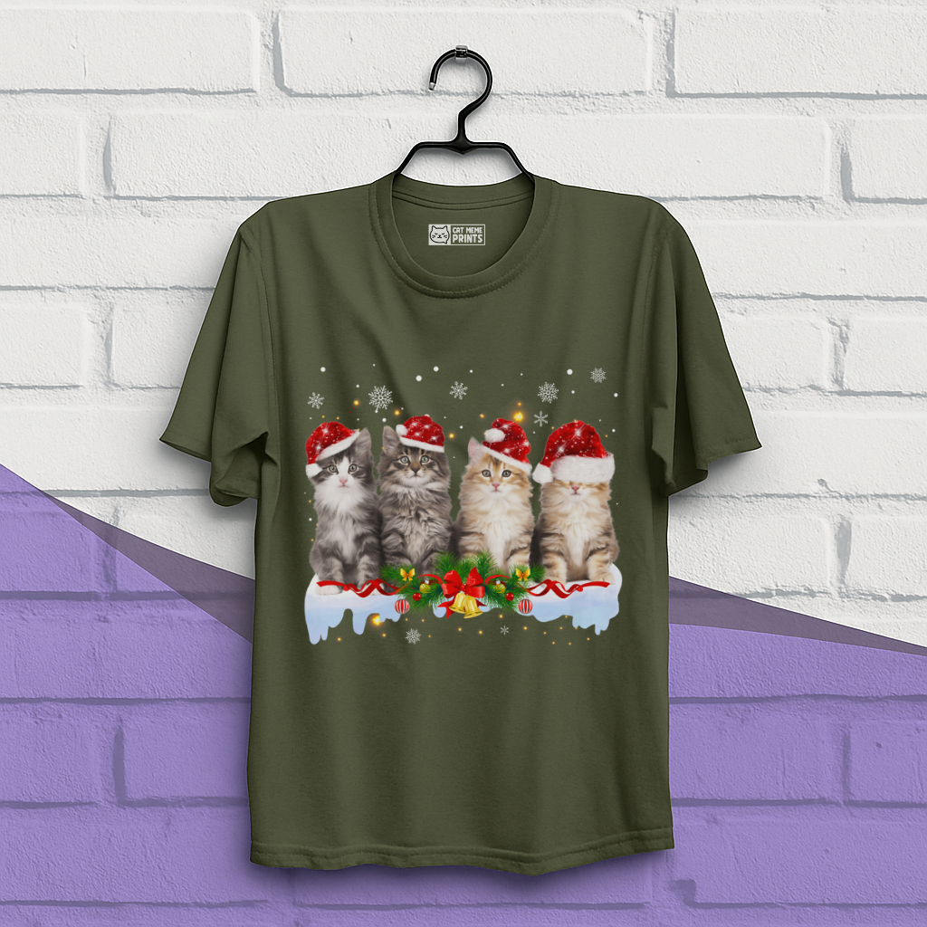Cat Christmas Light Santa T-Shirt