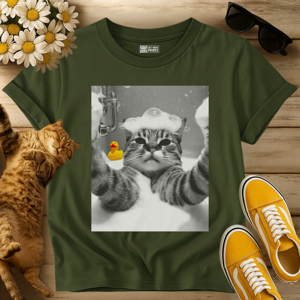 Cat Selfie in Bathtub T-Shirt
