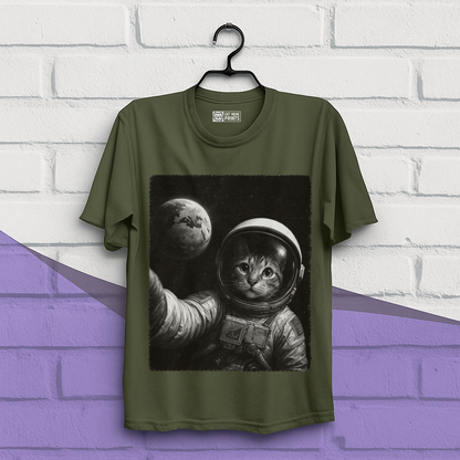 Cat Wear Space Suit Selfie With Earth T-Shirt