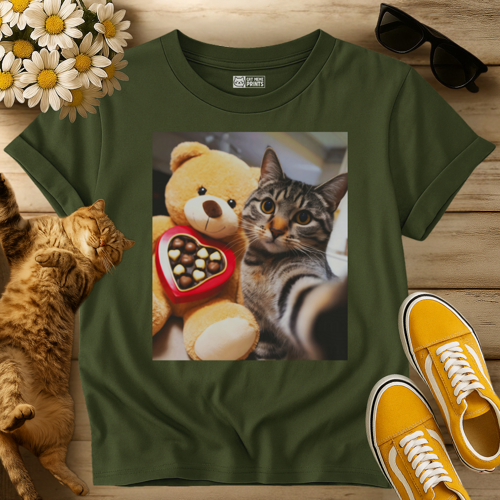 Cat Selfie with Teddy Bear T-Shirt