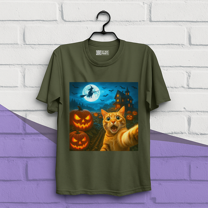Cat Selfie with Spooky Pumpkins T-Shirt