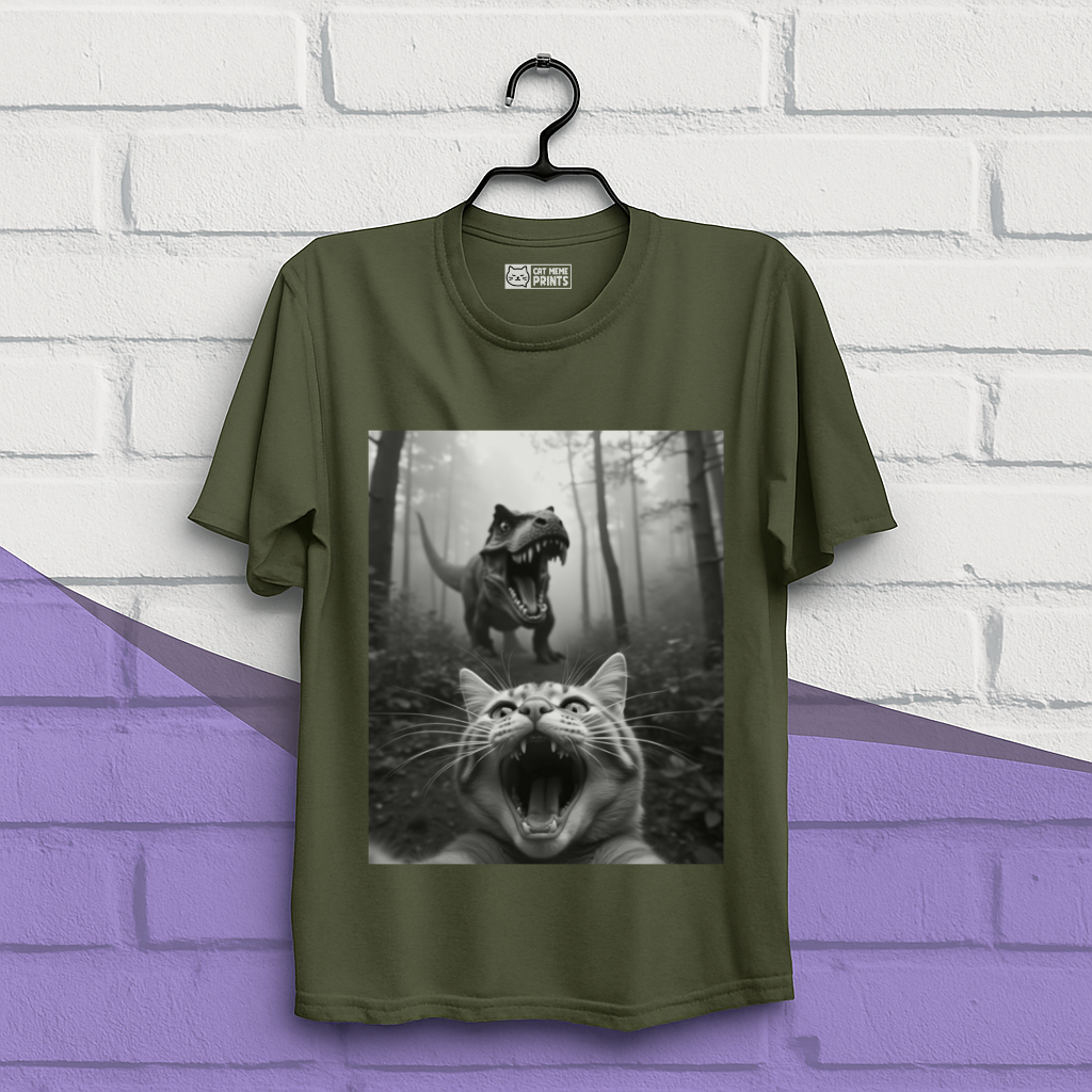 Cat Selfie With T-rex T-Shirt