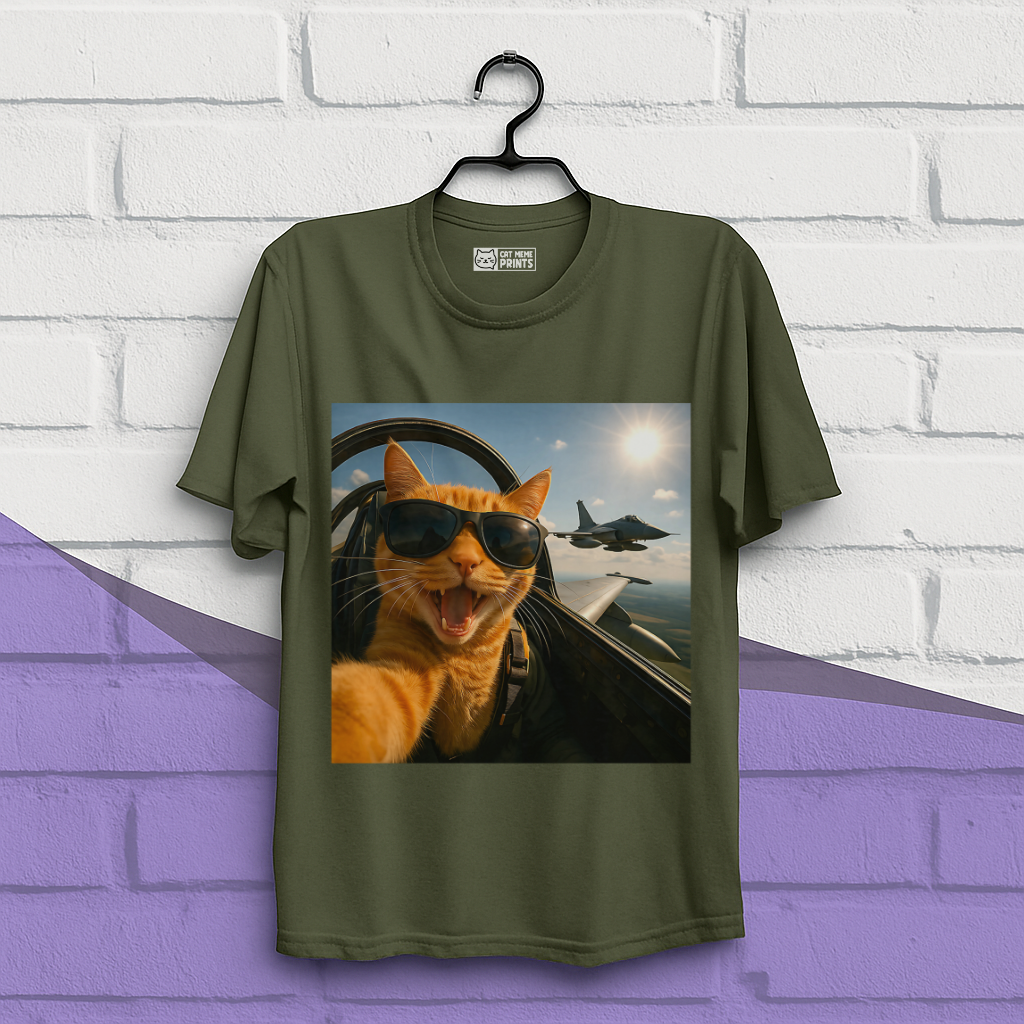 Cat Selfie Jet Airplane T-Shirt