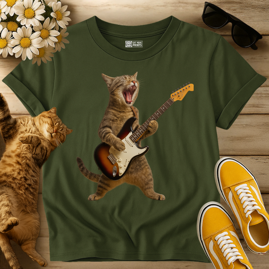 Cat Playing Guitar Rock & Roll T-Shirt