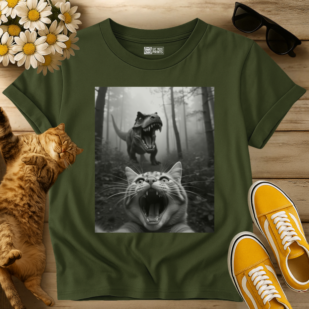 Cat Selfie With T-rex T-Shirt