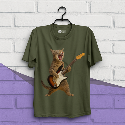 Cat Playing Guitar Rock and Roll T-Shirt