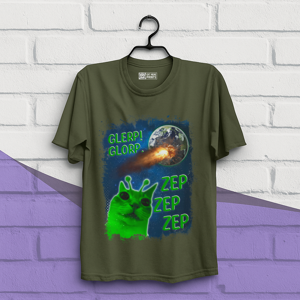 Glerp Glorp Zep Alien Cat T-Shirt