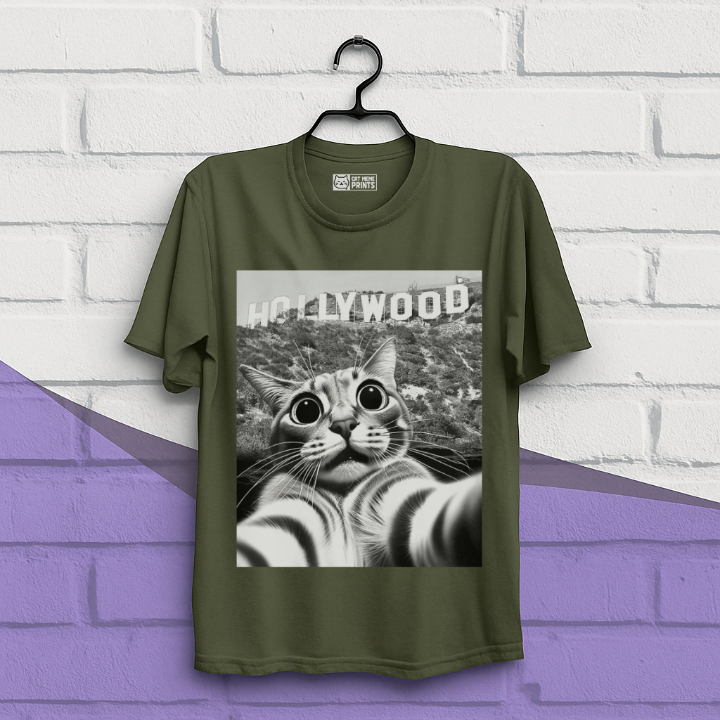 Cat taking Selfie With Hollywood Sign T-Shirt