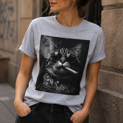 Moody Maine Coon Cat Smoking T-Shirt