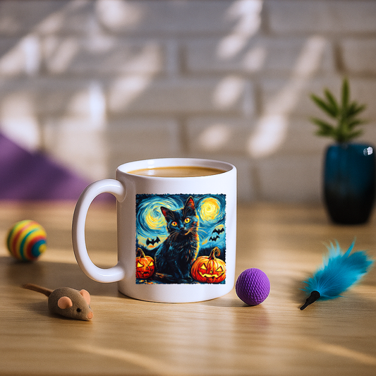 Black Cat Pumpkins Halloween Mug