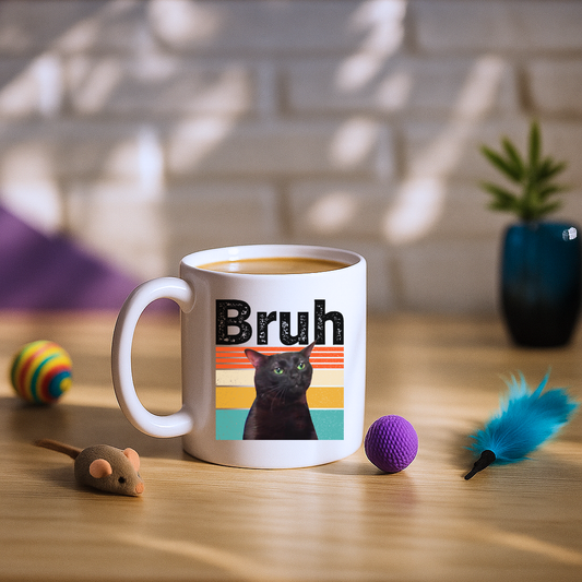 Bruh Cat Meme Vintage Mug