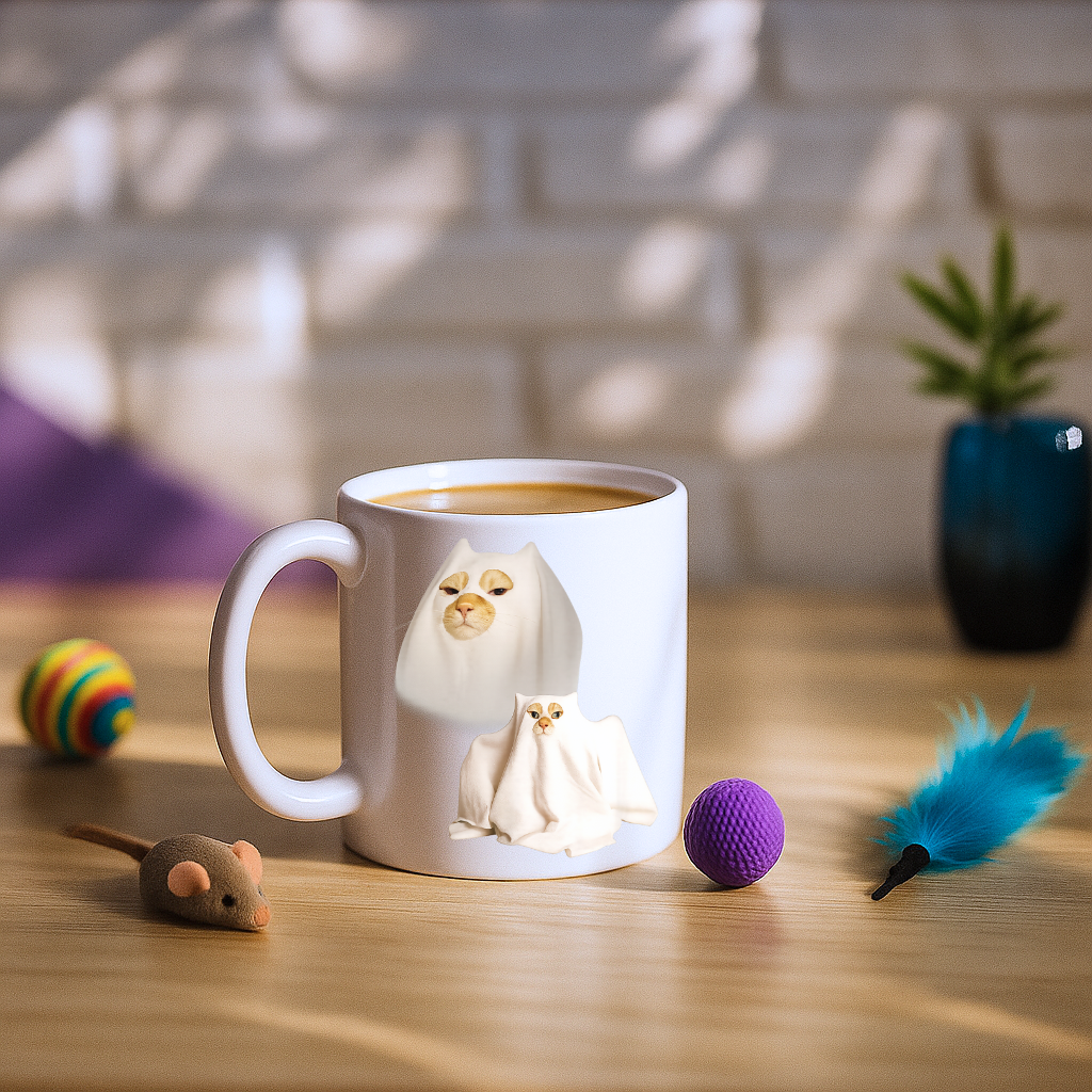 Ghost Cat Meme Mug