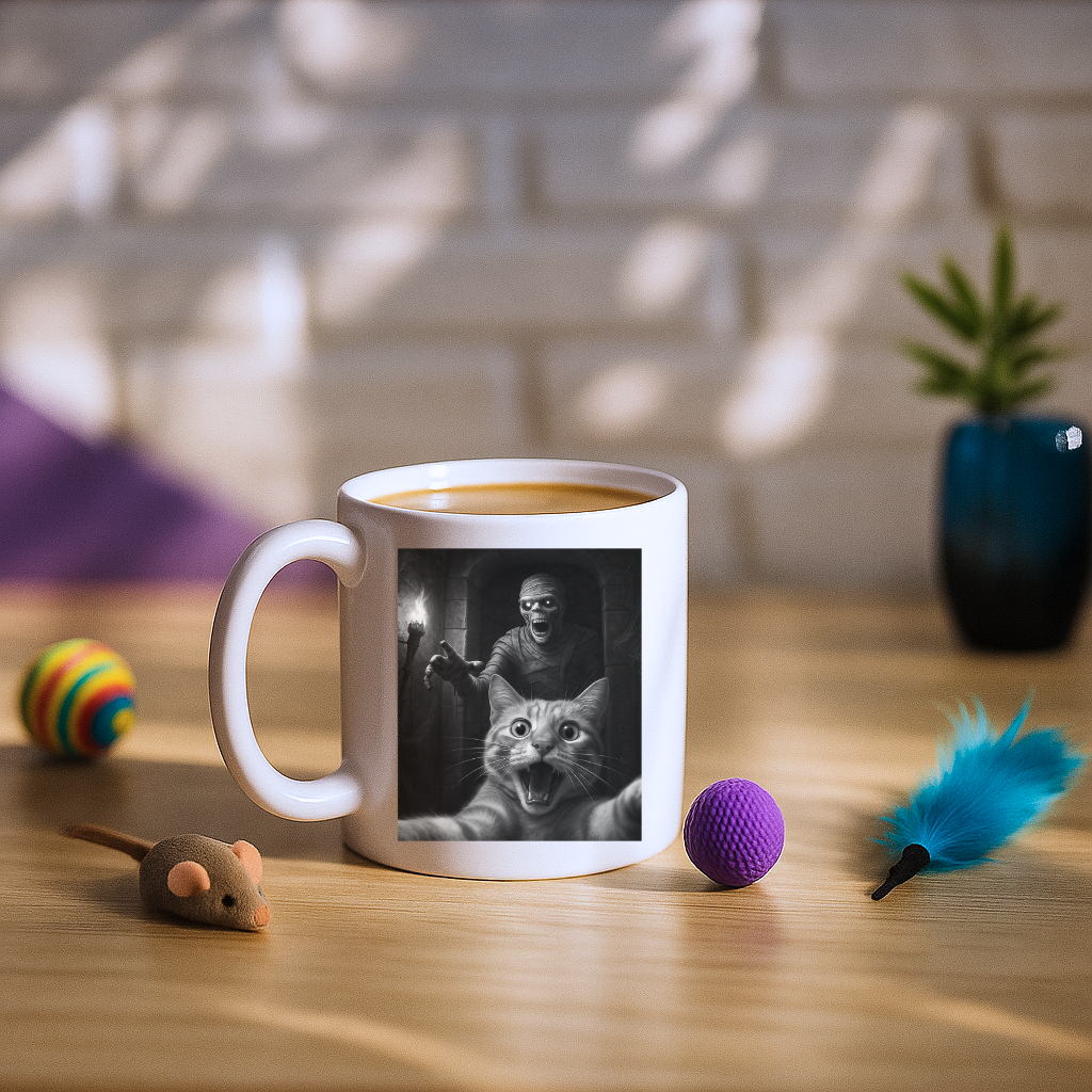 Cat Selfie with a Mummy Mug