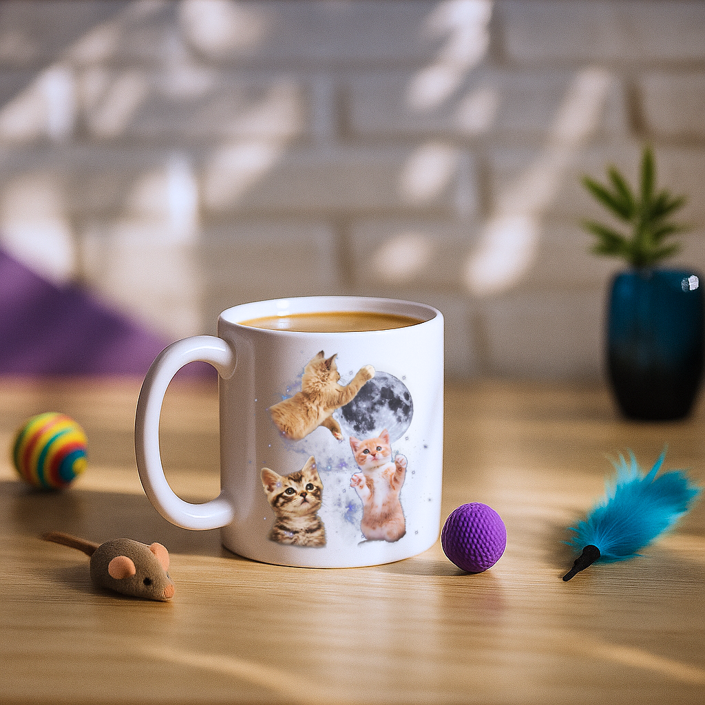 Three Cats Howling Moon Mug