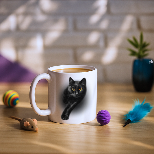 Black Cat Yellow Eyes Mug