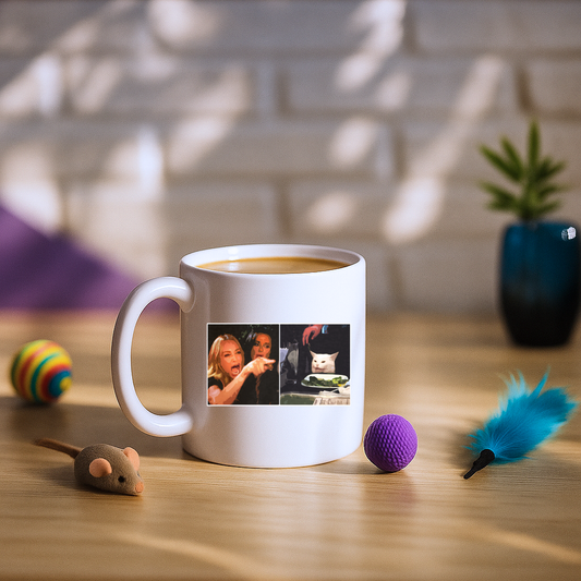 Woman Yelling at a Cat Meme Mug