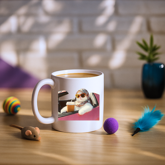 Cat Driving Meme Mug